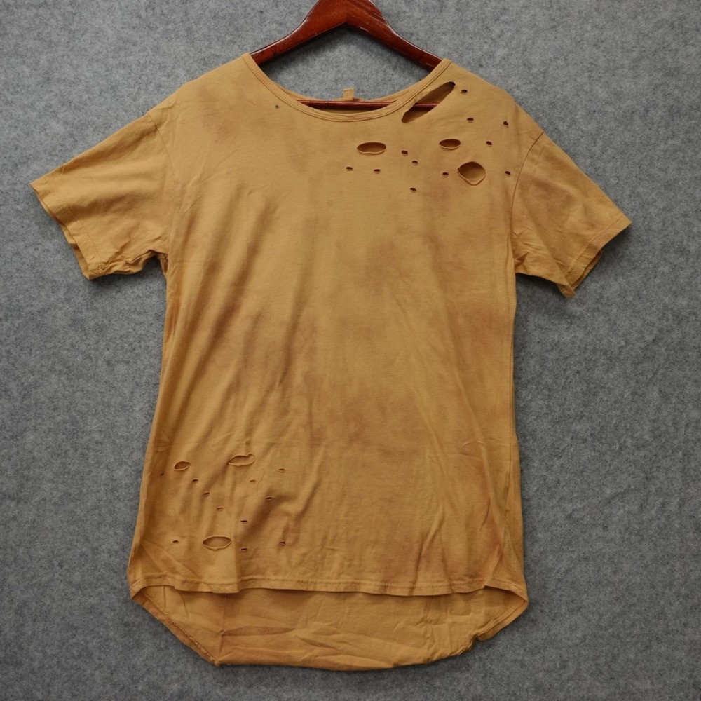 Camel Brown Ripped Grunge T Shirt S Thrashed Distressed Festival DANCE MARVEL